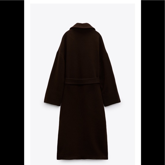 NWT ZARA BELTED WOOL COAT SZ XS WRAP COAT BROWN - Picture 7 of 9